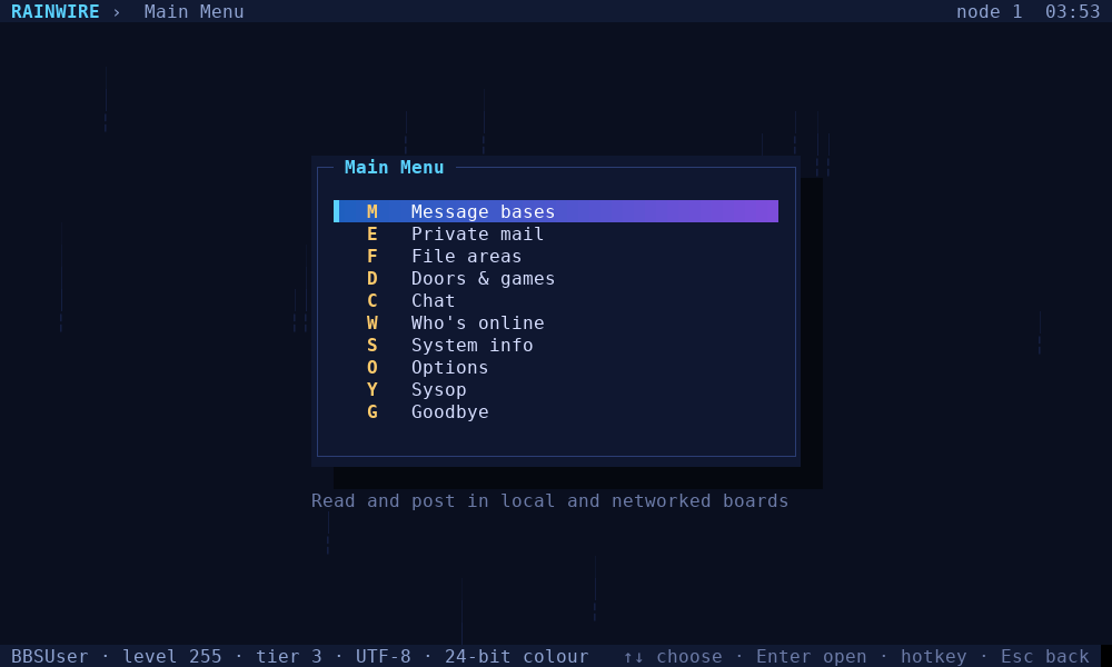 Main menu